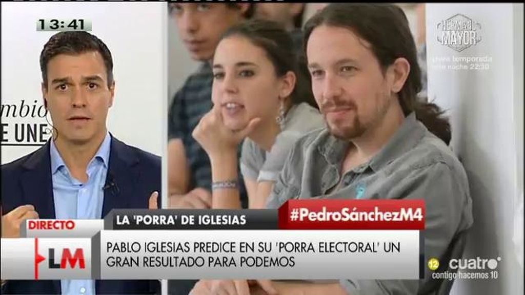 P. Sánchez, sobre un pacto con Podemos: "Lo que más ama Pablo Iglesias es a su persona"