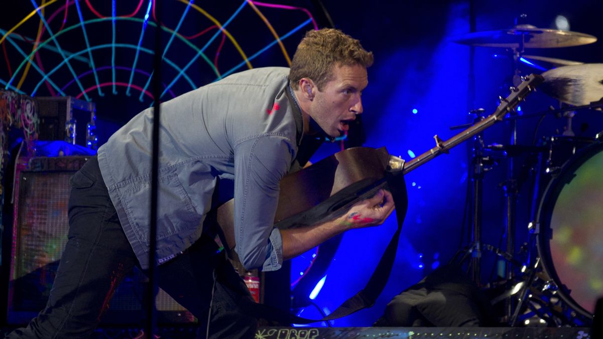 Coldplay durante su actuación en Madrid