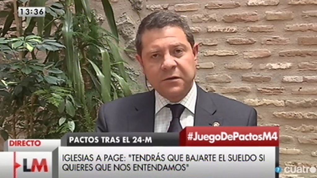 García - Page, a Pablo Iglesias: “Lo que yo pueda cobrar no va a ser nunca un obstáculo”