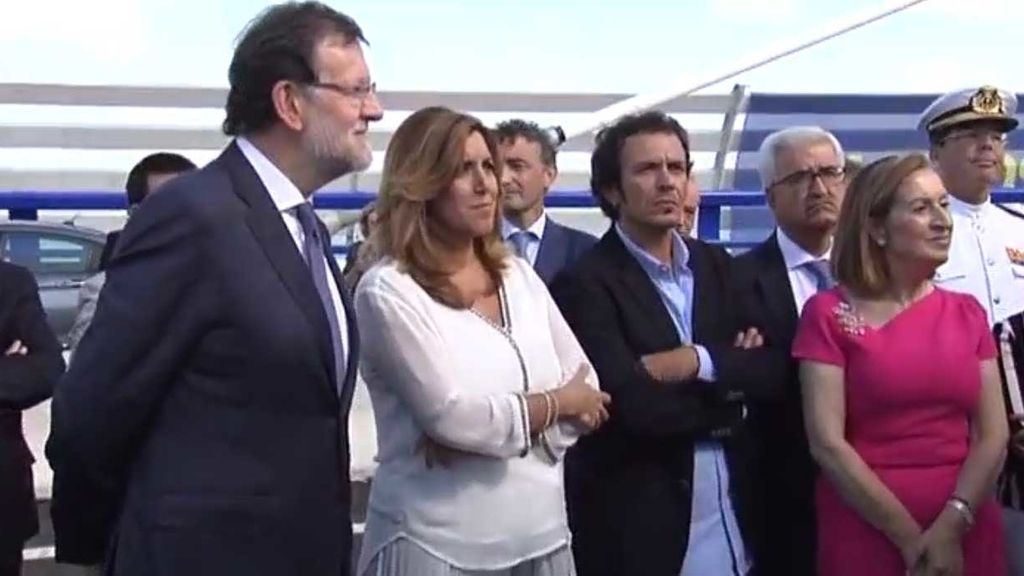 Rajoy, Susana Díaz y 'Kichi', juntos en la inauguración del puente de Cádiz