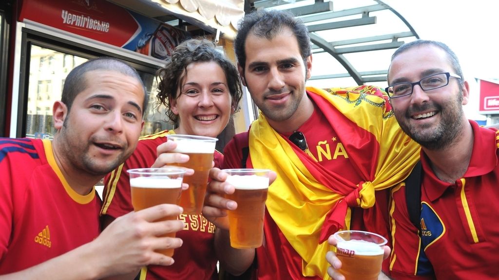 Aficionados españoles en Kiev