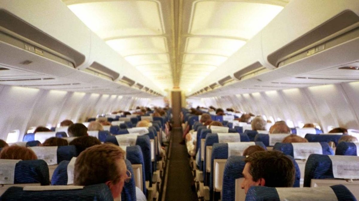 avión, pasajeros, viajeros, cabina,