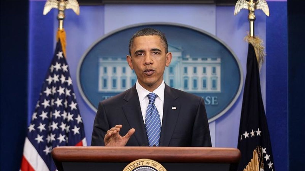 El presidente de EE.UU., Barack Obama, durante una conferencia de prensa sobre el presupuesto federal en la Casa Blanca en Washington (EE.UU.). EFE