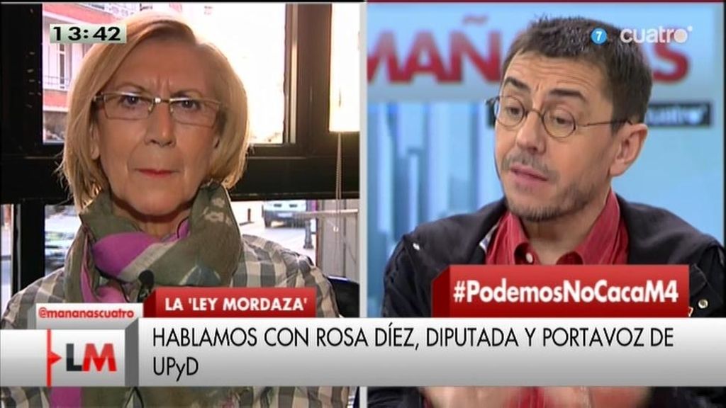 Rosa Díez y Juan Carlos Monedero, cara a cara en ‘Las Mañanas de Cuatro’