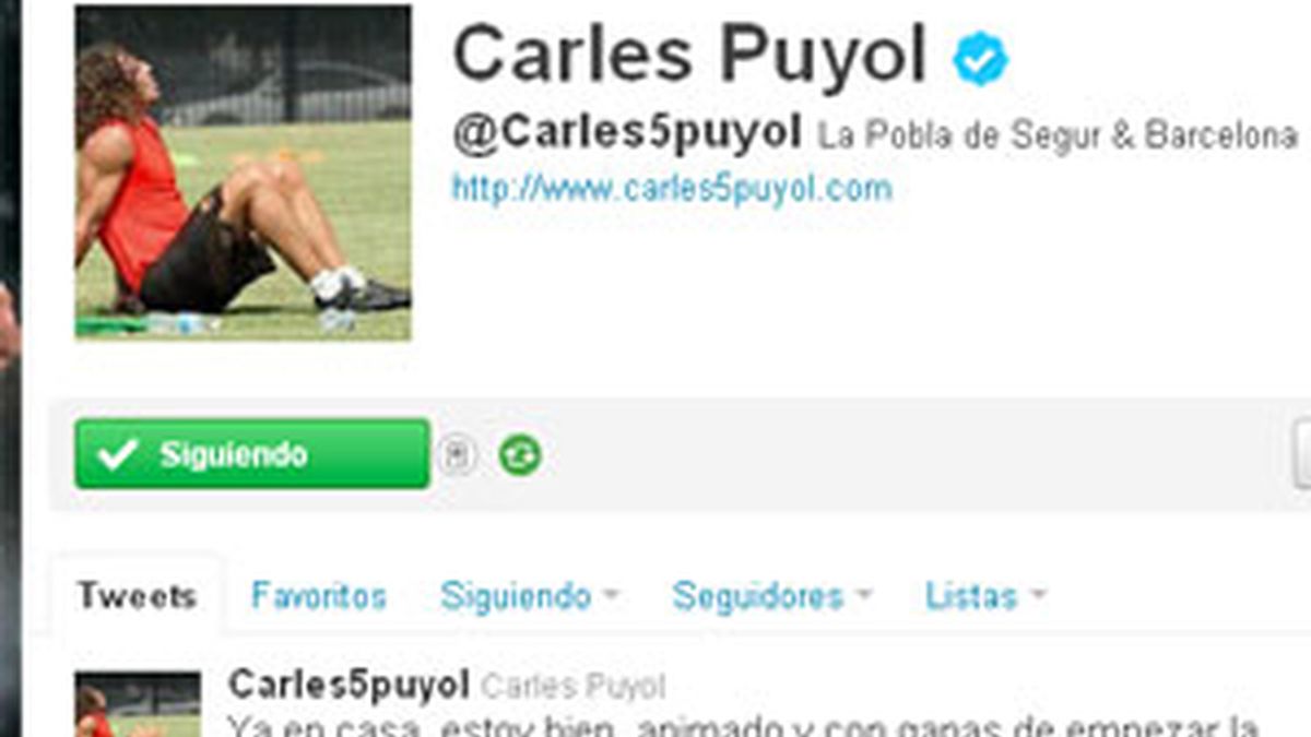 Puyol ha anunciado en su perfil de Twitter que ya está en casa. Foto: Twitter