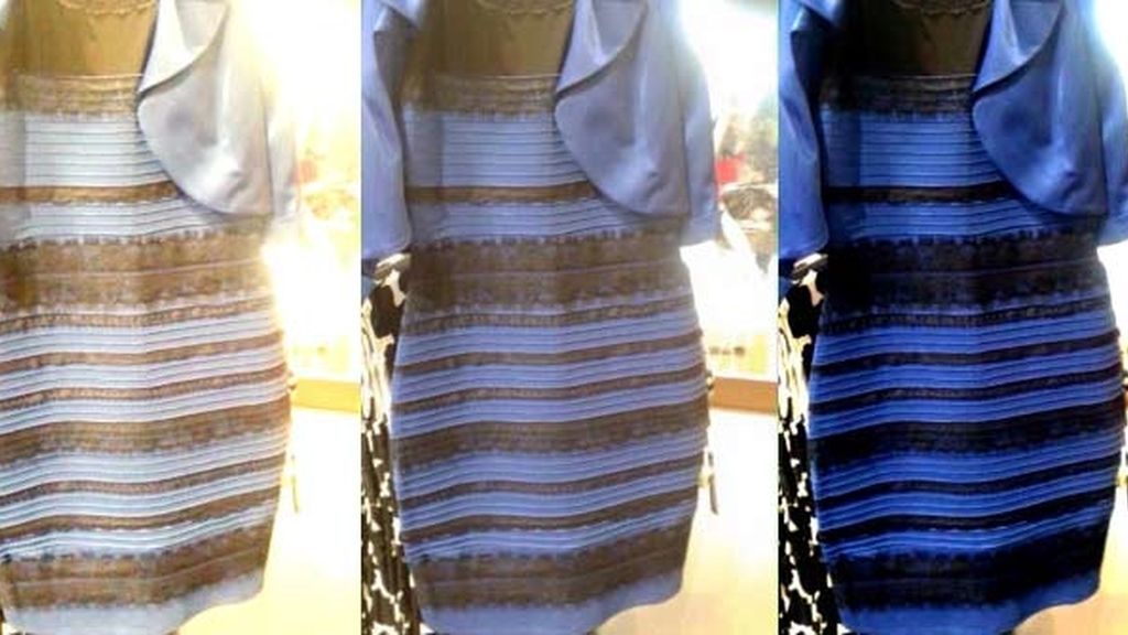 ¿De qué color es este vestido, blanco y dorado o negro y azul?