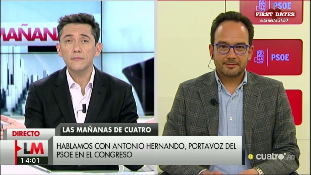 A. Hernando: "Lo que no quiere el 100% de los votantes de Podemos es a Rajoy al frente del Gobierno"