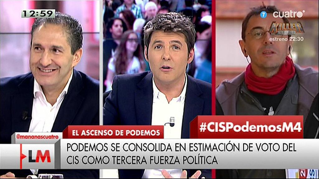 Monedero: “La encuesta del CIS dice que cada vez más gente planta cara al comportamiento impune de la casta”