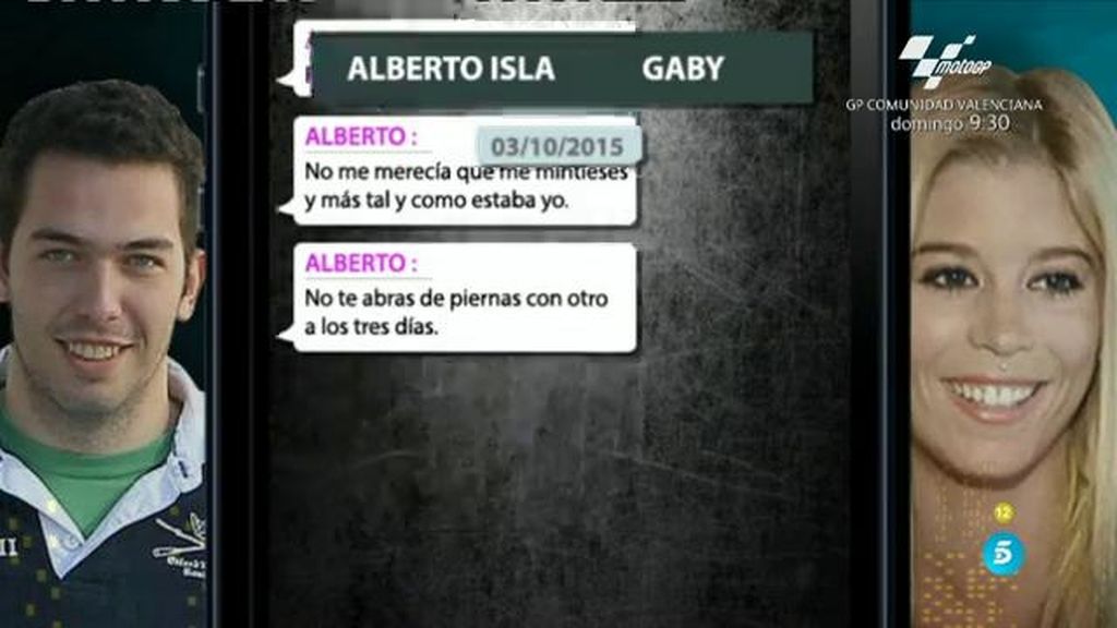 Los mensajes que Alberto Isla enviaba a su ex novia Gabi Sánchez