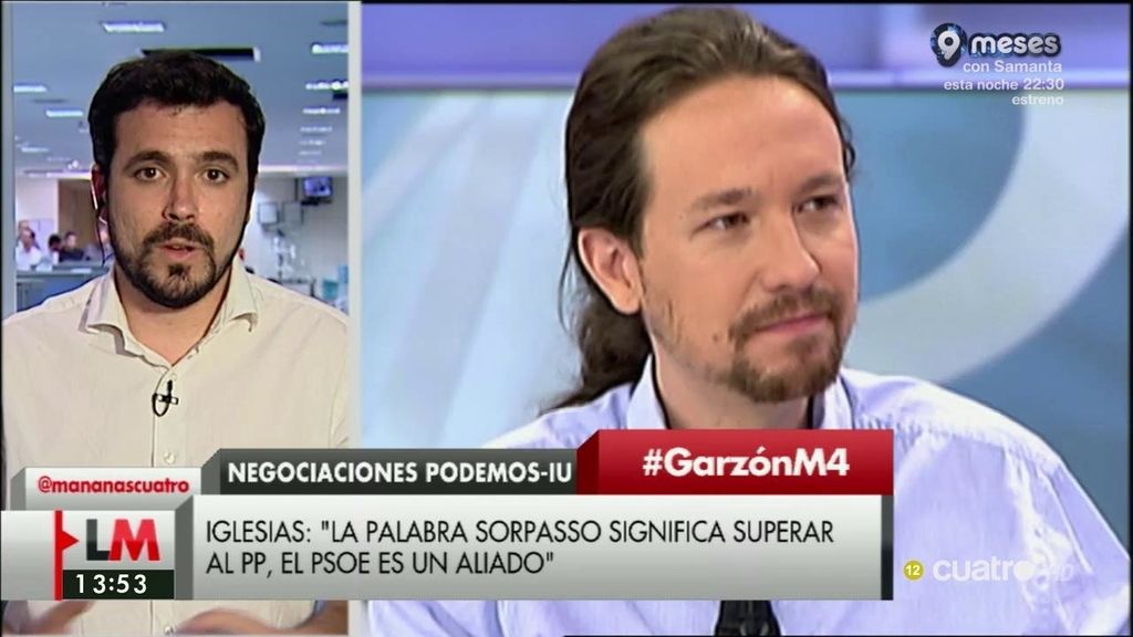 Alberto Garzón: "Si hay acuerdo estoy convencido, como Pablo, de que el propósito es ganar a PP y a Ciudadanos"