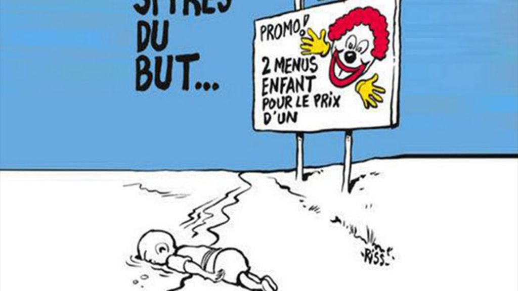 Charlie Hebdo convierte en caricatura la muerte de Aylan