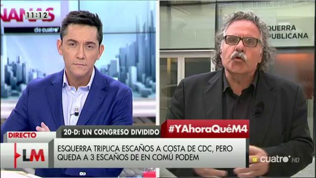 Joan Tardá: "Estoy convencido de que el PP va a gobernar con la abstención del PSOE"