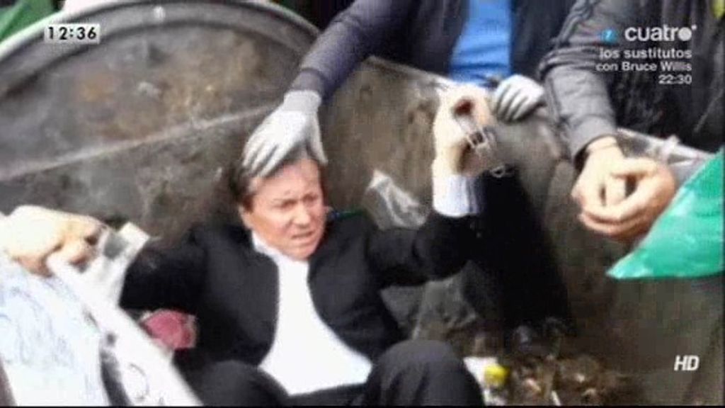 Un diputado ucraniano es arrojado a un cubo de basura cerca del Parlamento