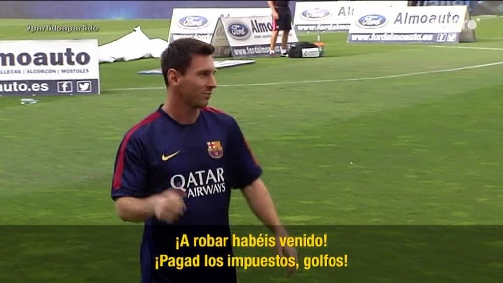 Un aficionado del Rayo increpa a Messi en el calentamiento: "¡Paga tus impuestos!"