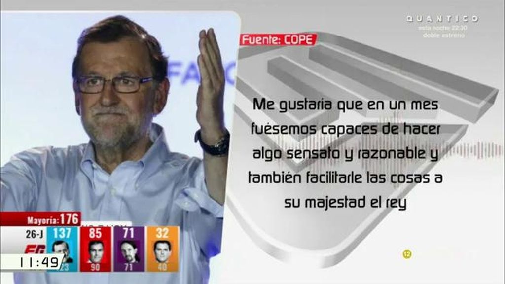 Mariano Rajoy: “En  un mes tendríamos que tener un acuerdo de mínimos”