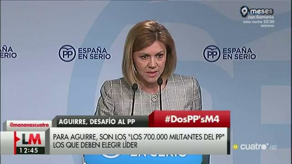 Cospedal recuerda  Aguirre que ella fue candidata sin pasar por primarias