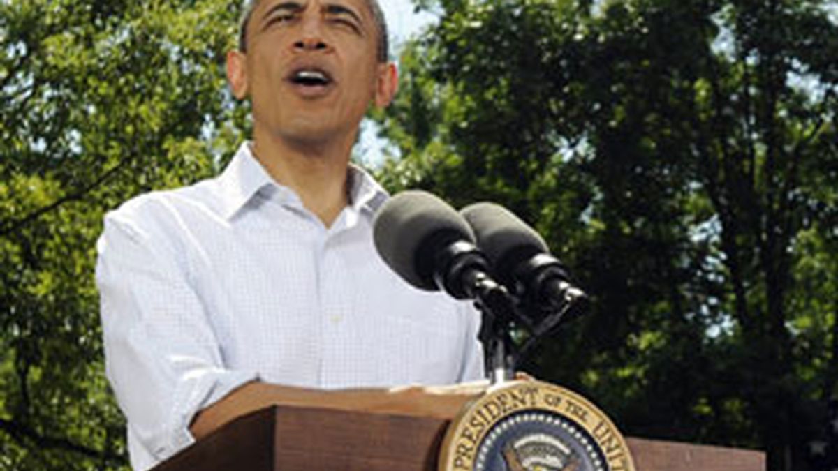 El presidente estadounindense, Barack Obama, habla durante un acto celebrado en la ciudad de Mineápolis. Foto: EFE.