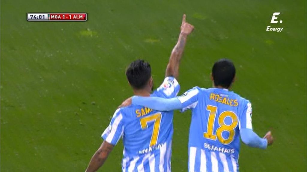 Samuel empata ante el Almería con una volea cruzada desde el punto de penalti