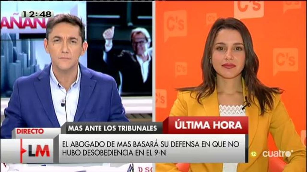 Inés Arrimadas, sobre Artur Mas: "En el plano político debería haber dimitido ya"