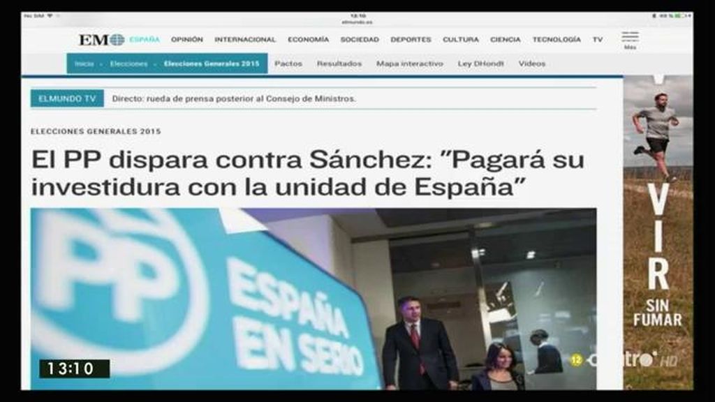 El PP dispara contra Sánchez diciendo que pagará su investidura con la unidad de España, según ‘El Mundo’