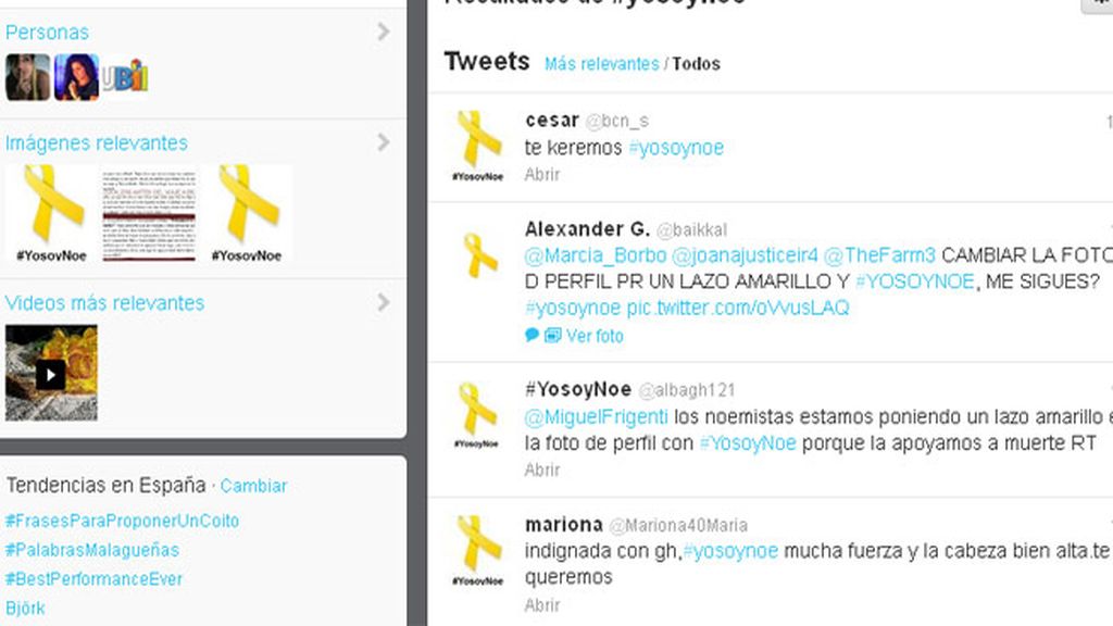 Los noemistas, todos a una bajo el hashtag #yosoynoe Los noemistas, todos a una bajo el hashtag #yosoynoe