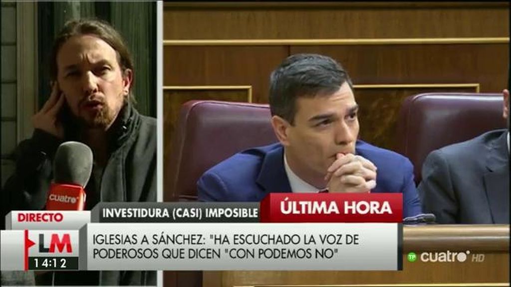 Iglesias: “Igual que le decimos las verdades al PSOE podrá contar con nuestra lealtad si asume que puede gobernar con nosotros”