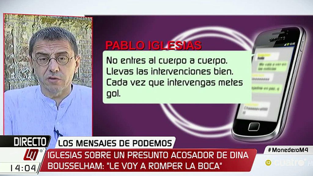 Monedero, de los mensajes de Podemos: "Es una estrategia del periodismo pantuflo"