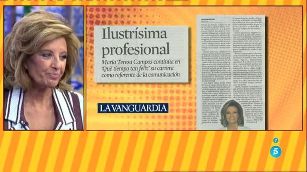 Mª Teresa Campos agradece, emocionada, el artículo a 'La Vanguardia'
