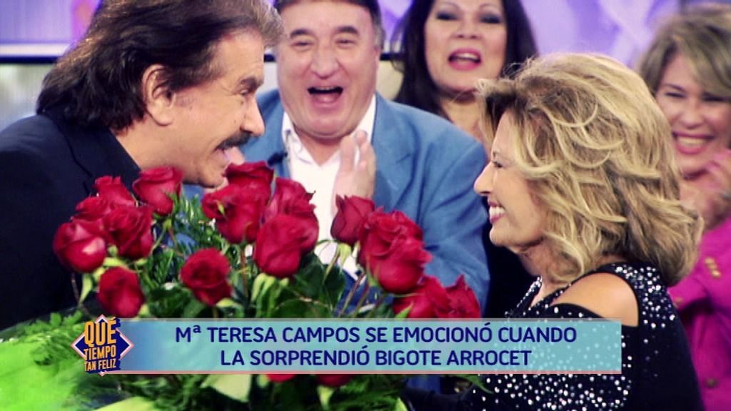 Bigote Arrocet sorprendió a Mª Teresa con un gran ramos de rosas ¡Esto es amor!