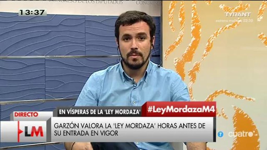 A. Garzón, sobre la ‘ley mordaza’: “El PP piensa que atacando los síntomas se va a solucionar el problema”