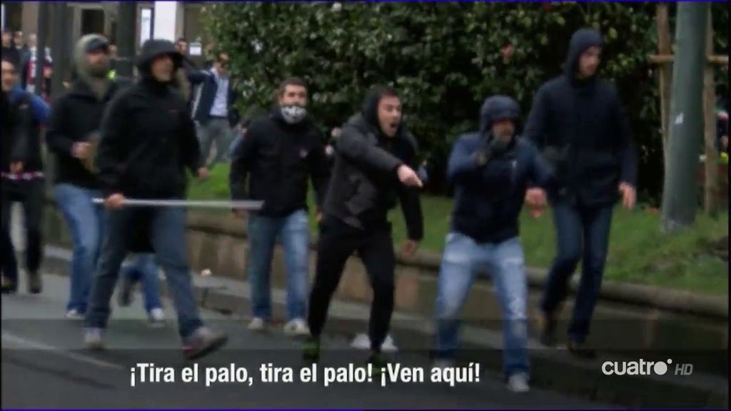 Las imágenes de la batalla campal de los radicales del Marsella en Bilbao