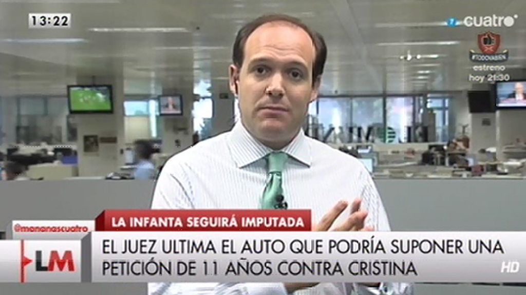El auto del Juez Castro con la imputación de la Infanta podría salir el miércoles, según Esteban Urreiztieta