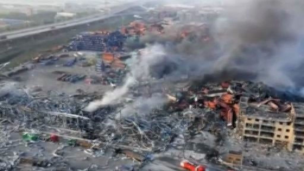 El desolador estado del puerto de Tianjín tras la explosión