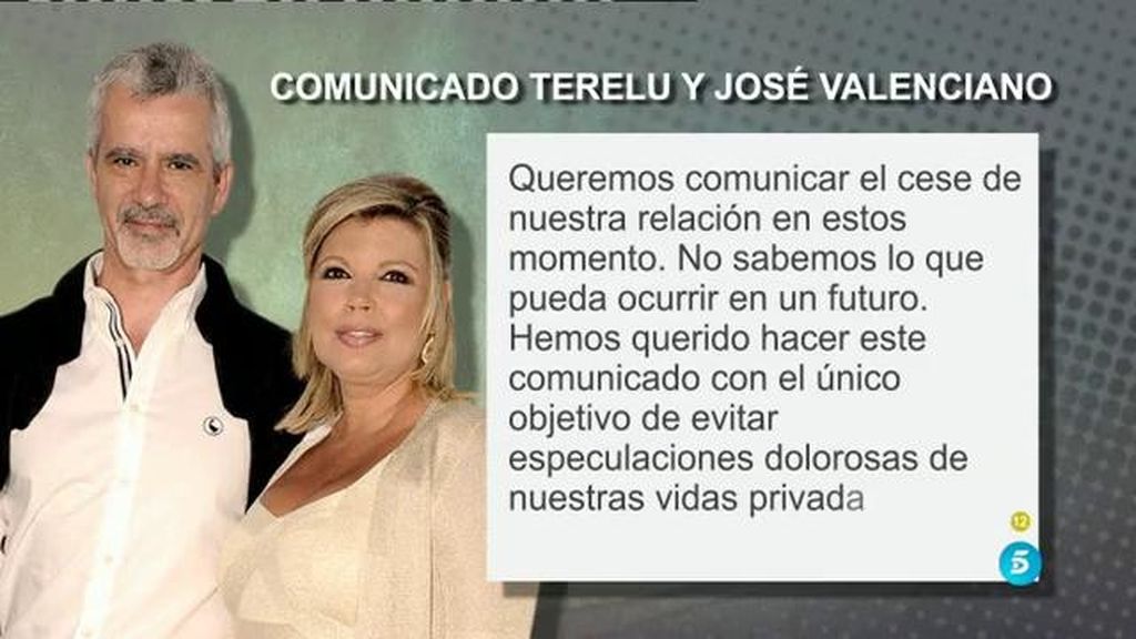 Terelu Campos y José Valenciano anuncian el cese de su relación en un comunicado