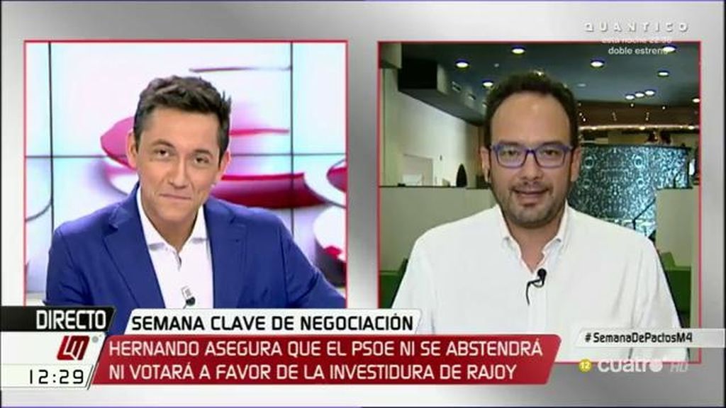 A. Hernando (PSOE), de la investidrua de Rajoy: “No vamos a cambiar de opinión, perderíamos nuestra credibilidad”