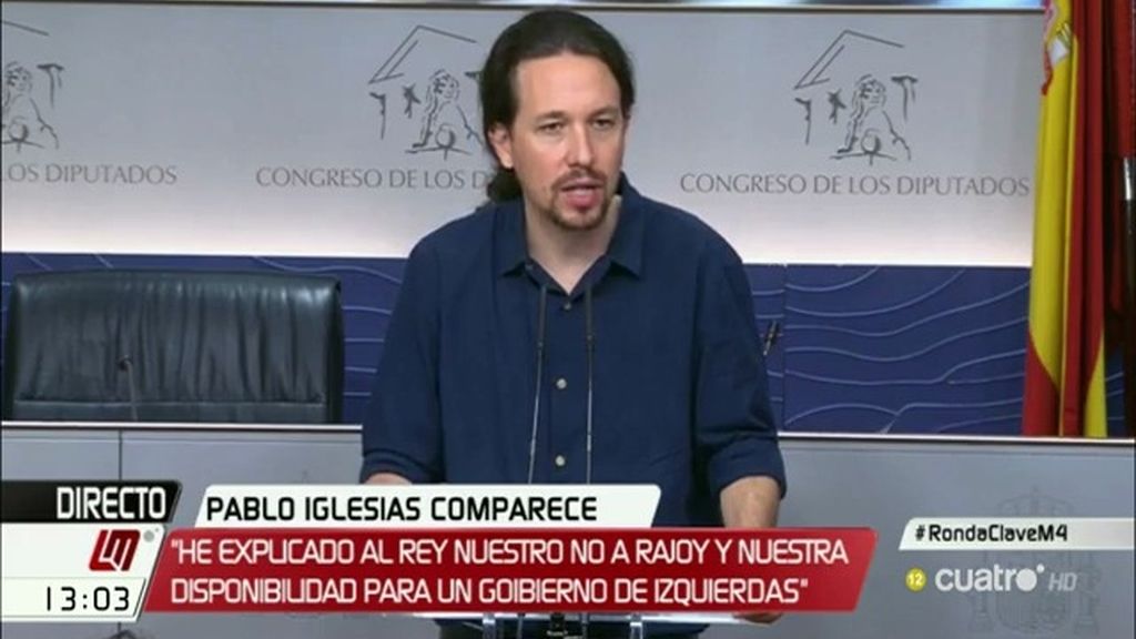 Iglesias: “Creo que Rajoy no se va a proponer y llegaremos a un bloqueo sin precedentes”