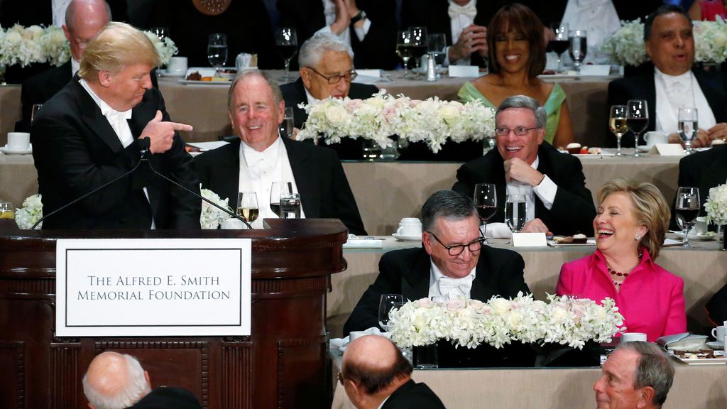 Clinton y Trump, juntos en una cena benéfica en Nueva York