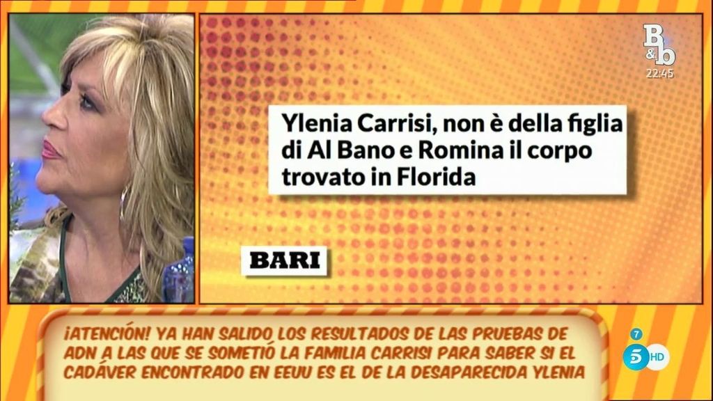 El cuerpo encontrado en Florida no es el de Ylenia Carrisi, según la prensa italiana