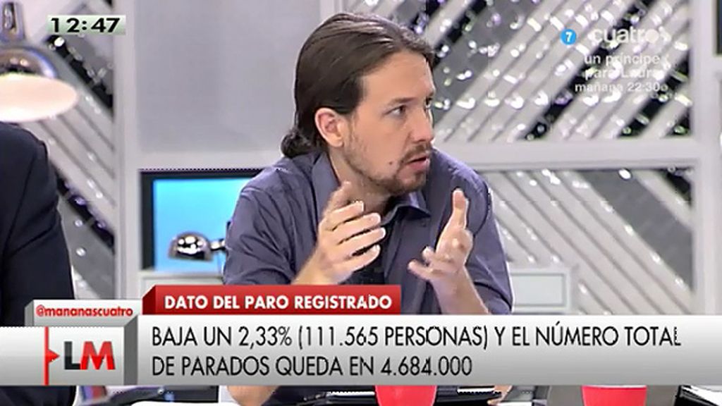 Pablo Iglesias: “Aquí, parece que para que te vaya bien te tienes que afiliar al PP”