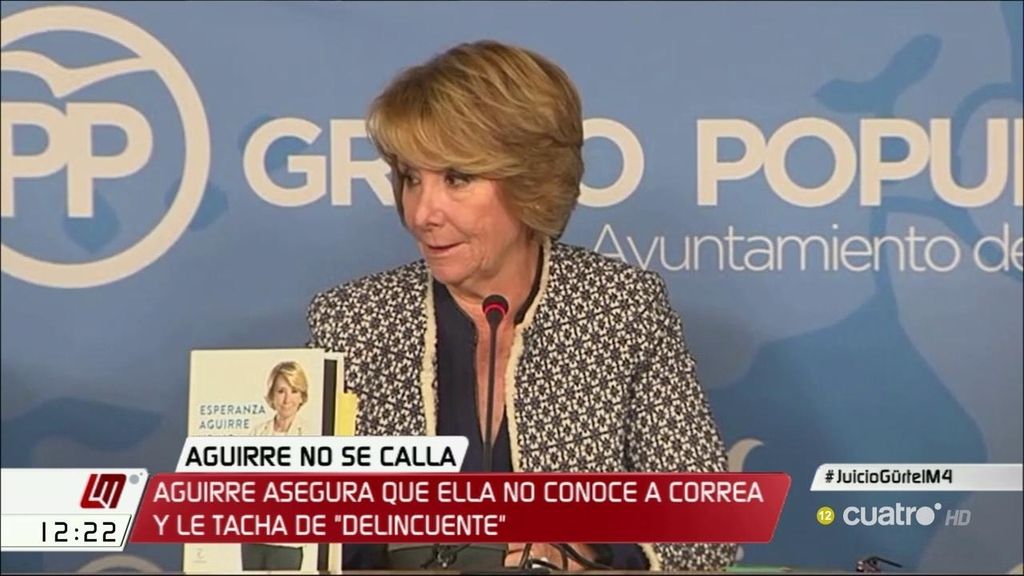 Esperanza Aguirre asegura que no conoce a Correa y añade: “No tengo ni idea de a quién quiere empitonar o no”