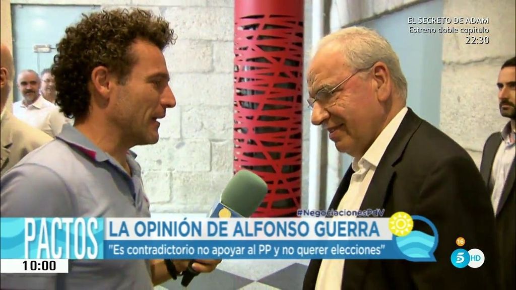 Alfonso Guerra: "Es contradictorio no apoyar al PP y no querer elecciones"