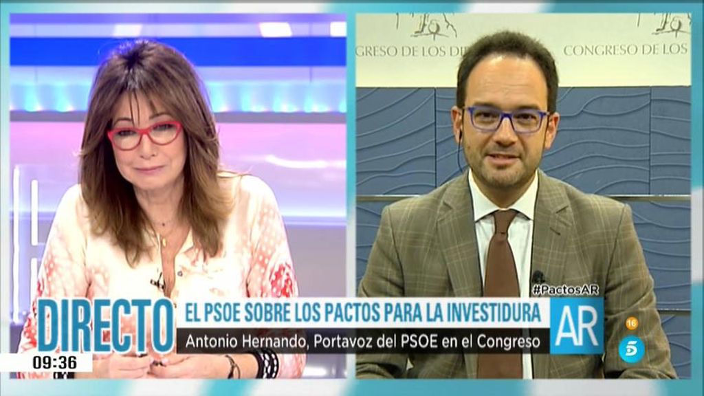 Hernando: "La base de la negociación es el documento del PSOE"