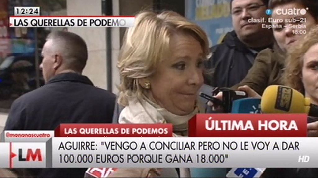 Aguirre, de P. Iglesias: “No va a venir, no debe gustarle tanto el debate, sólo quiere ir a las televisiones donde le iluminan bien”
