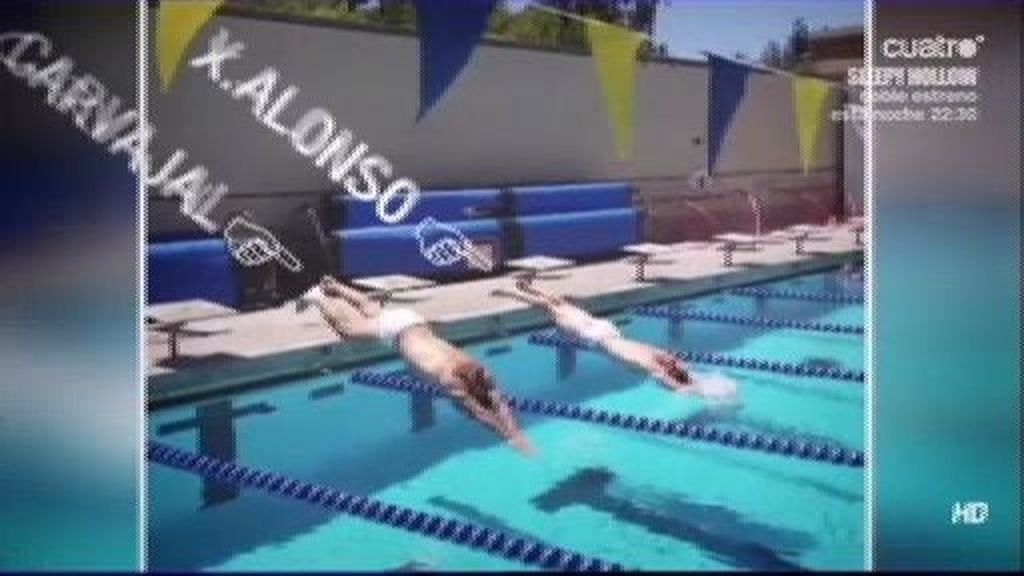 Xabi Alonso arrolla a Carvajal en la piscina