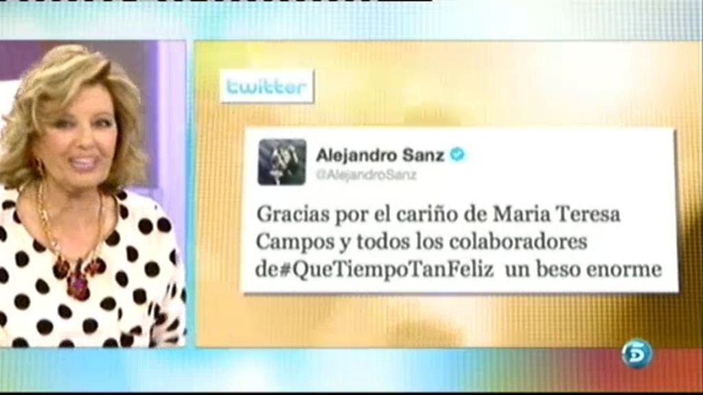 Alejandro Sanz manda a '¡Qué tiempo tan feliz!' un cariñoso mensaje