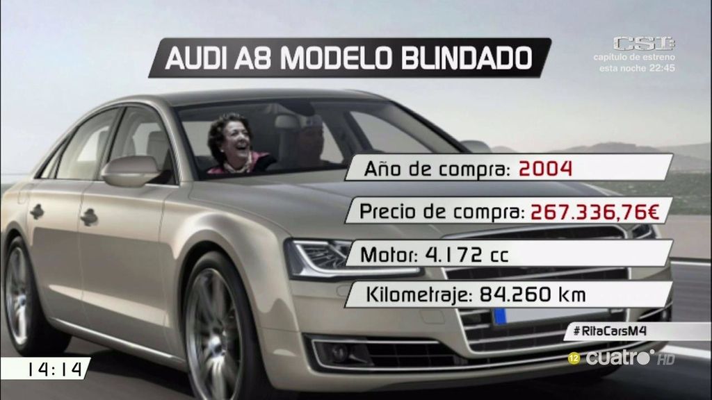 El Audi blindado de 260.000 euros de Rita Barberá sale a subasta por 14.000