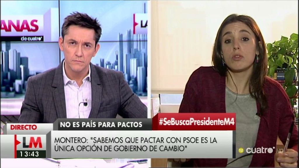 Irene Montero: "El acuerdo del PSOE y Ciudadanos no tiene futuro"