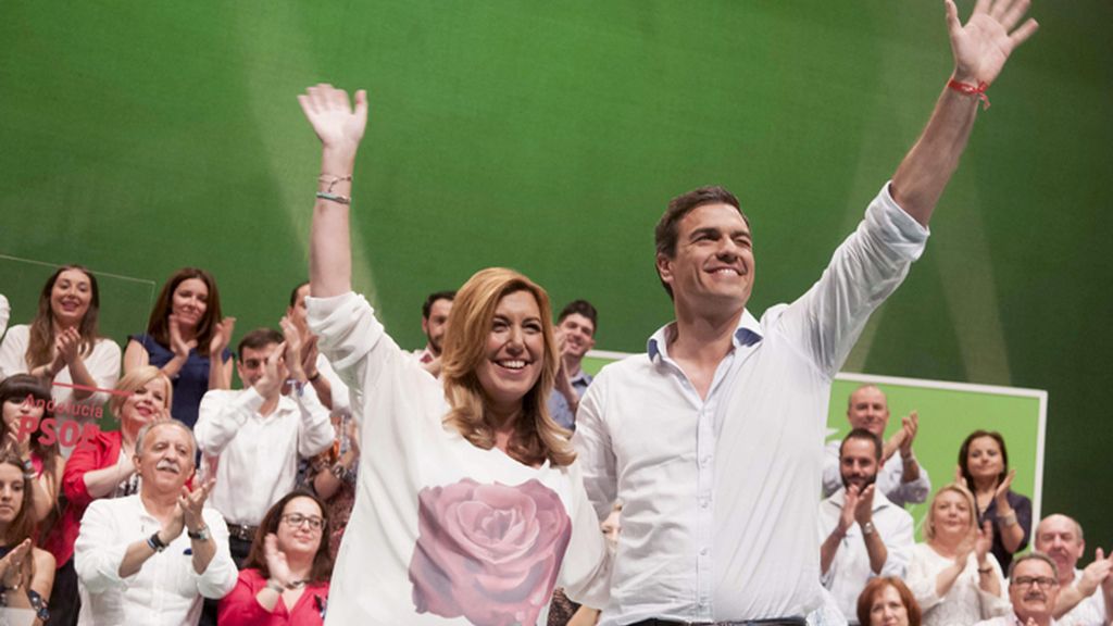 Susana Díaz y Pedro Sánchez, juntos por primera vez en la campaña electoral