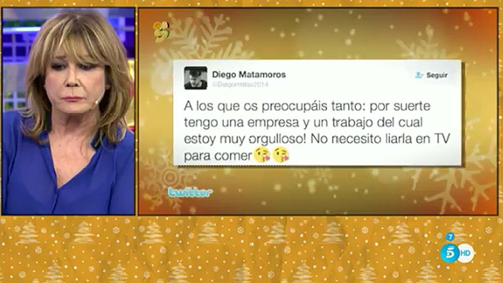 Diego Matamoros: “Tengo una empresa y trabajo, no necesito liarla en TV para comer”