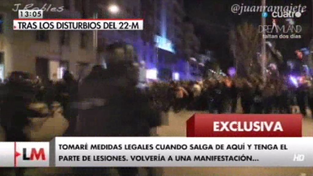 Exclusiva: el testimonio de una manifestante herido en los altercados tras el 22-M